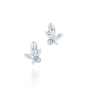 Tiffany & Co Paloma Picasso olive leaf 925 sterling silver earrings